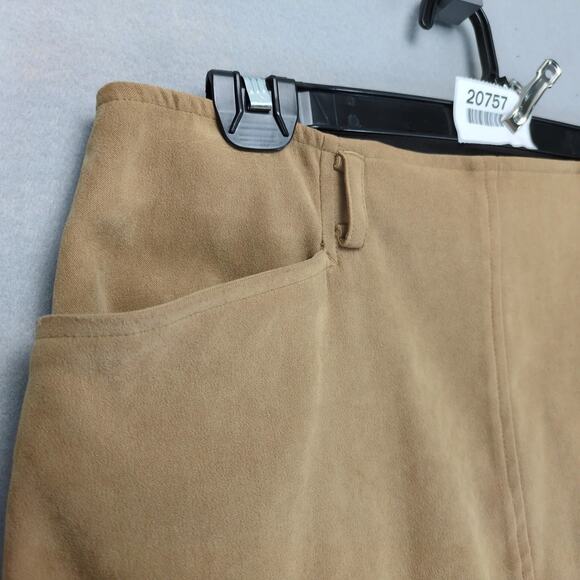 Liz Claiborne Sport Tan Faux Suede Pencil Midi Skirt Sz 12 31" W 15" Front Slit - Picture 9 of 10